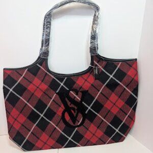 NWT Never Used Victoria’s Secret Plaid Tote Bag & Cozy Blanket Set